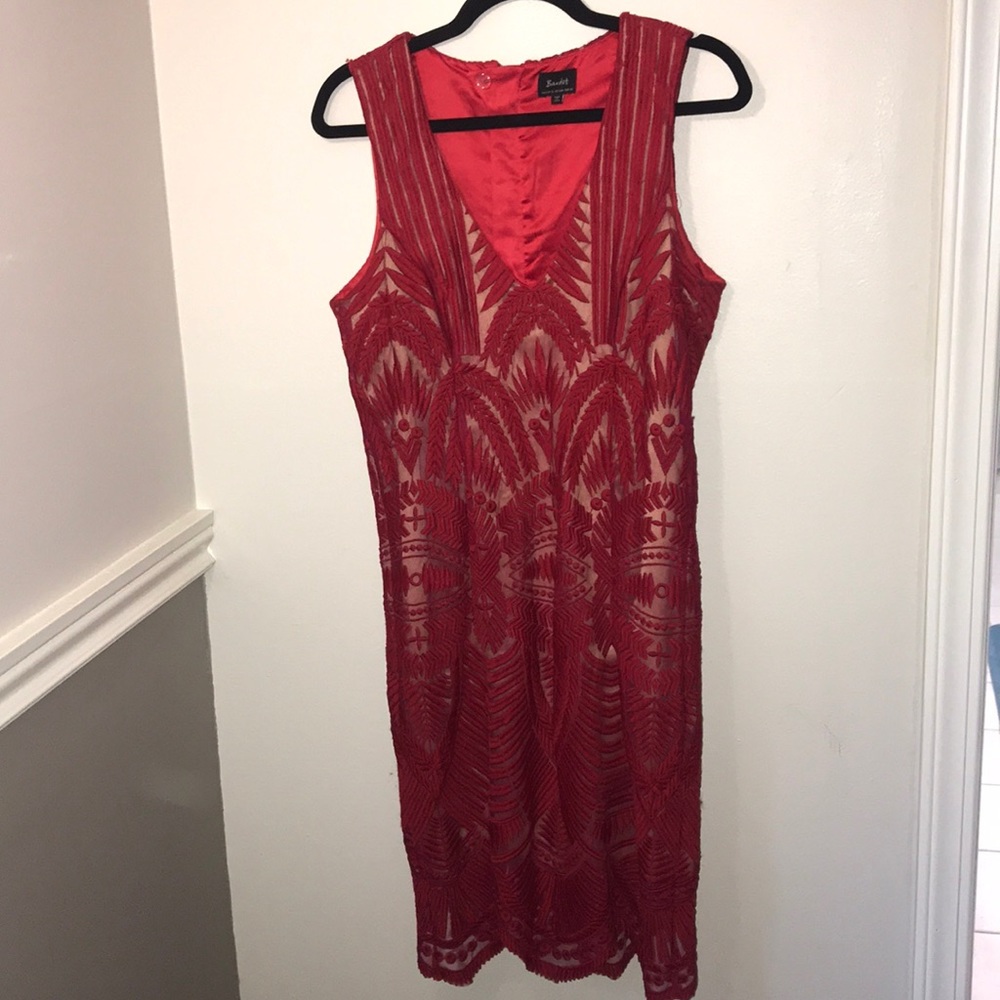 Red Embroidered dress by Bardot